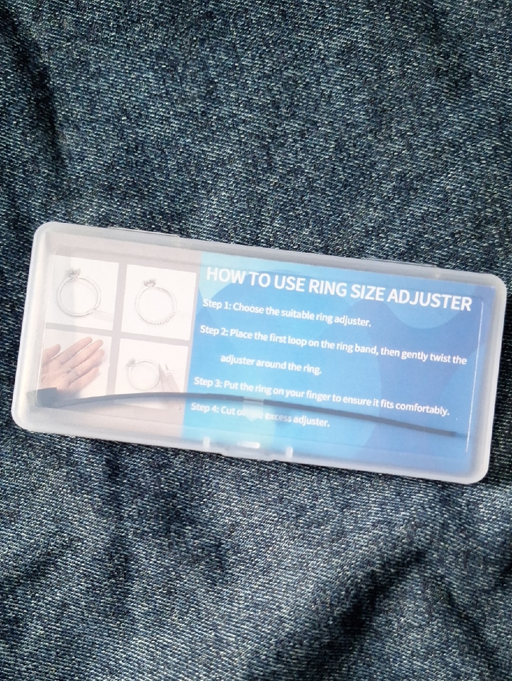 4 For $10 - Ring Size Adjuster Storage Case - Clear Blue Insert
